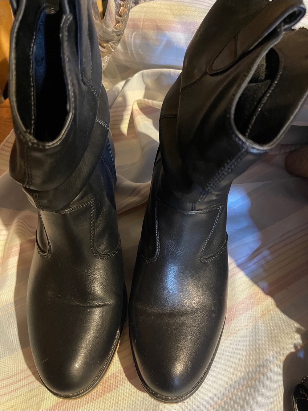Classic Black Women's Ankle Boots - Leather Booties